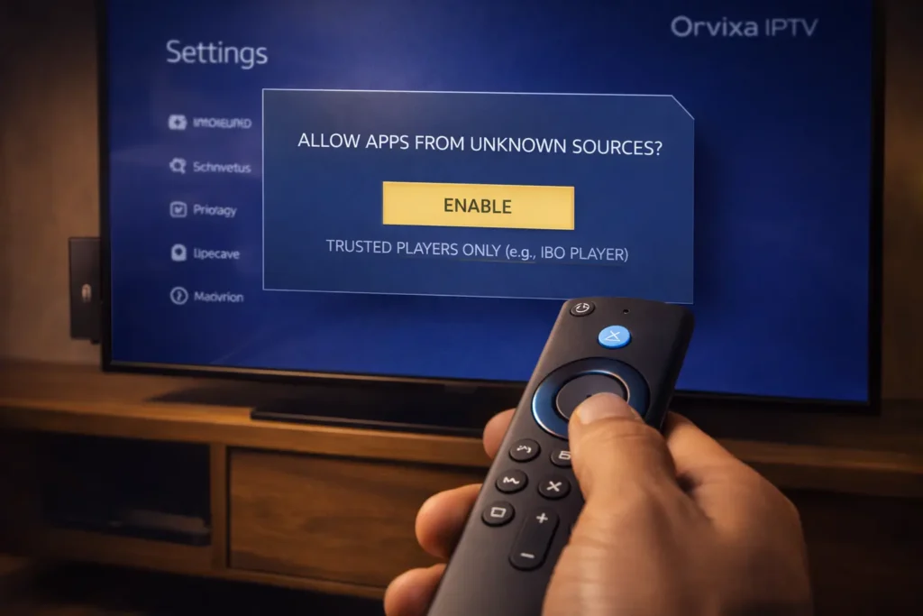Navigating IPTV player settings on Amazon Fire TV Stick